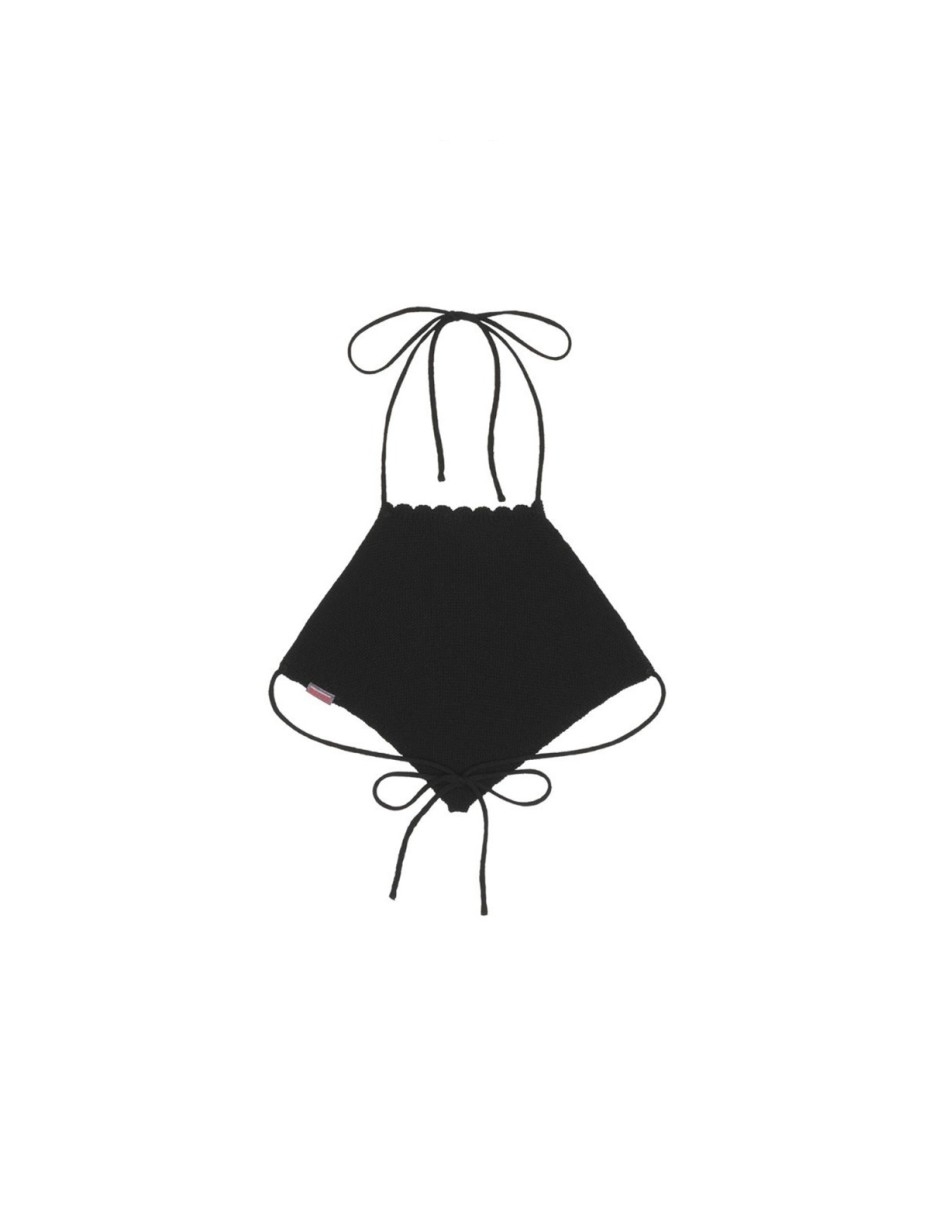 SCULPTOR Backless Knit Halter Top BLACK (SC23S252)