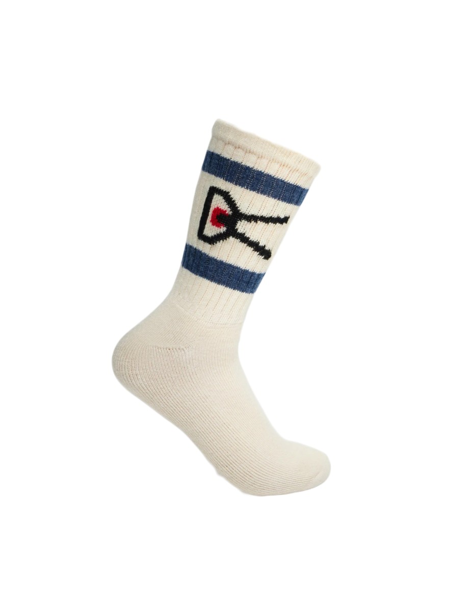 District Vision Cotton Socks Stripe Cream-Indigo 2 Packs (DVA020-A)