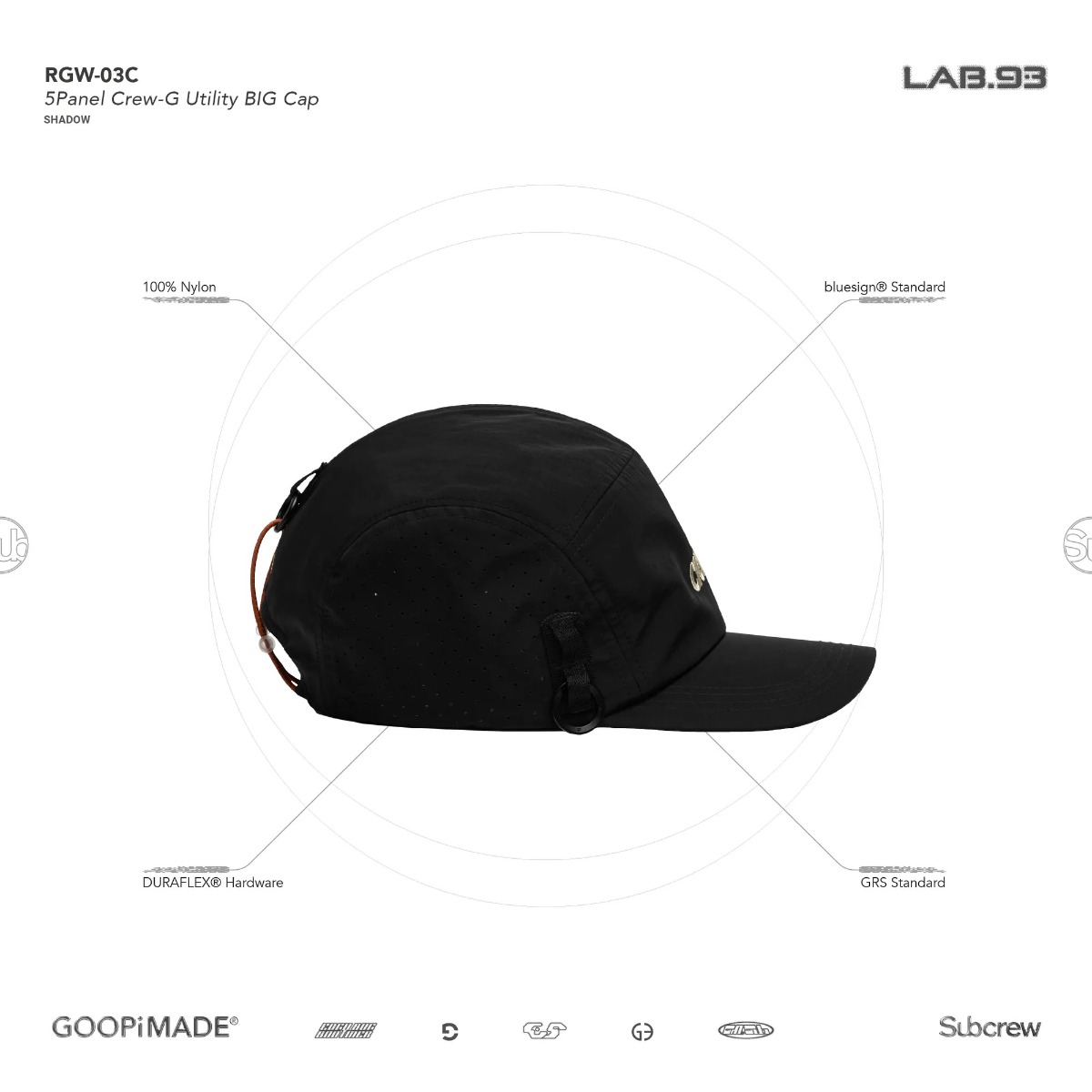 GOOPiMADE x Subcrew “RGW-03C” 5Panel Crew-G Utility BIG Cap Shadow