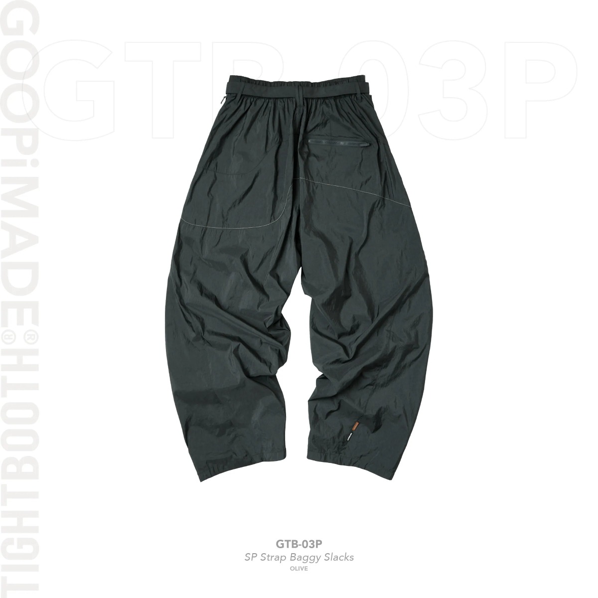 GOOPiMADE x TIGHTBOOTH “GTB-03P” SP Strap Baggy Slacks OLIVE